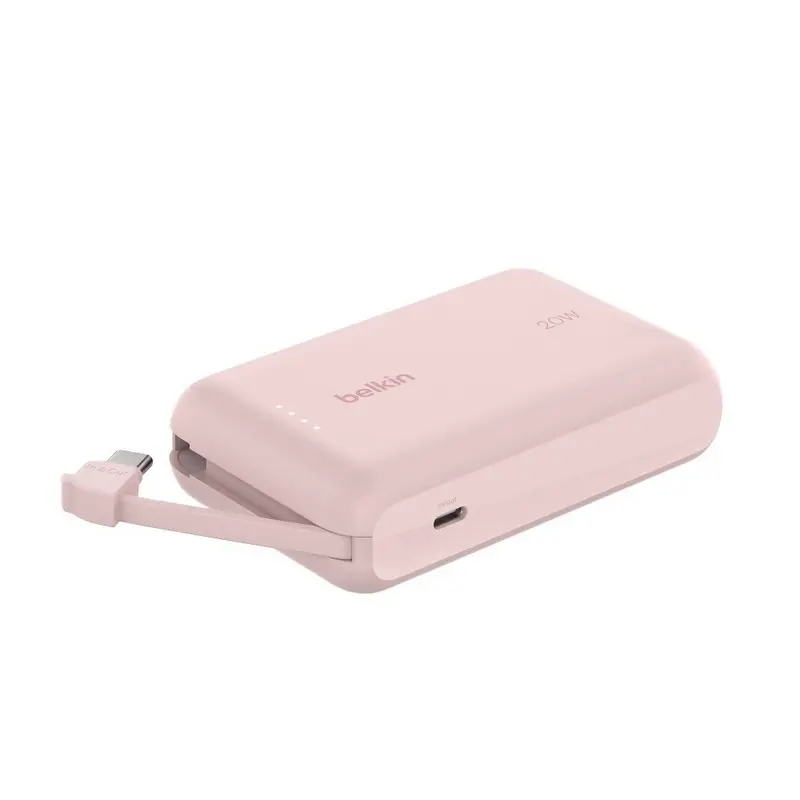 Belkin 10000mAh 自帶線行動電源【粉】  BPB021FQPK