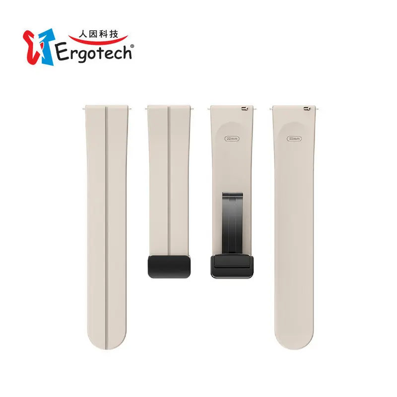 贈品-人因負離子能量TPU矽膠磁吸錶帶 22mm 奶茶色  61-SW22IVM-21