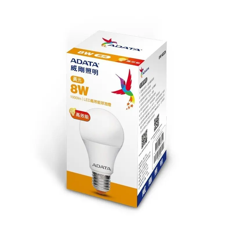 威剛8W高效能LED(135lmW)球泡燈黃光  AL-BUA60C4-8W30