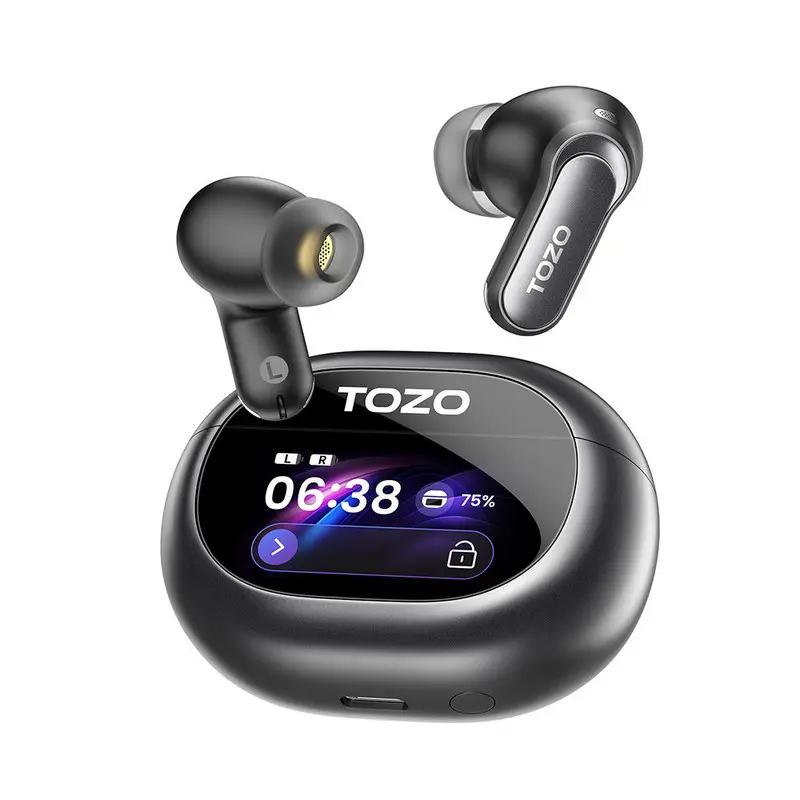 TOZO 全彩觸控螢幕ANC降噪AI翻譯藍牙耳機-黑  AEROSOUND6PRO_B