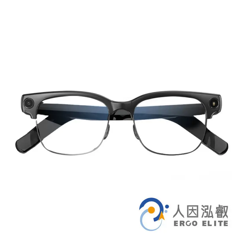 人因BW1300 淩視Aero Sight Ai智慧錄影半框眼鏡-曜黑銀弧  BW1300_K