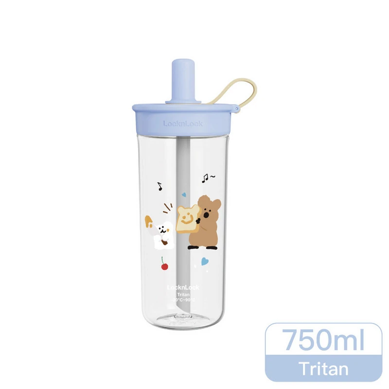 樂扣樂扣嚼對FUN飲吸管杯750ml/呆萌町/藍  1A01-ABF896BLU-DINO