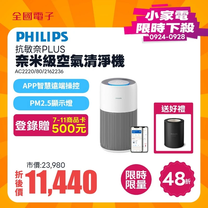飛利浦AC2220/80奈米級空氣清淨機-抗敏奈PLUS  AC2220/80