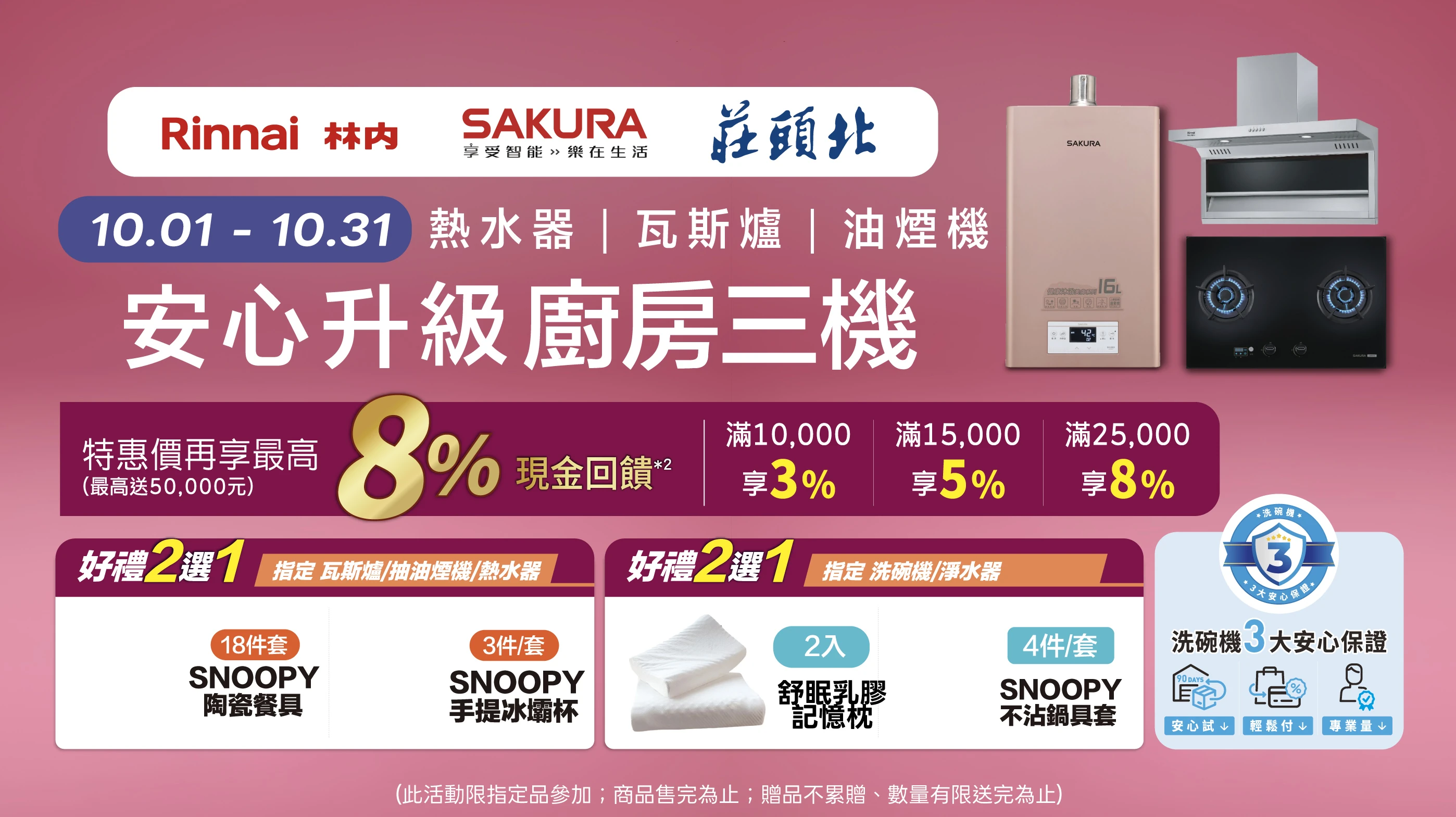 全國電子安心升級廚房三機！林內/櫻花最高享 8% 現金回饋